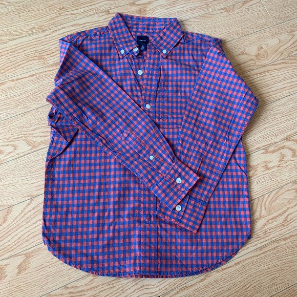 GAP Kids Plaid and Striped Button Down Shirts - Blue, Red, Orange - Picture 5 of 5